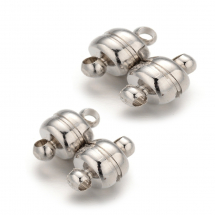 Zapięcie Magnetyczne, Mosiądz, Owalne, Kolor: Platynowy, Rozmiar: 11x7mm, Otwor 1.5mm, 4szt (13WB31089)