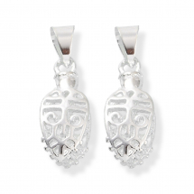 Тримач для Кулонів, Латунь, Лист, Колір: Срібло, 18.5мм, Пін: 1мм, Довжина: 3.5мм, Отвір 5х4мм, (13WB31091)