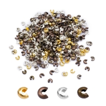 Намистини Кришки Кримпів Залізні, Оболонки для Затискних Намистин Стопперів, Мікс, 4мм, Отвір 1.5~1.8мм, (13WB31095)