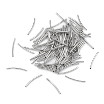 Koraliki Rurki, Mosiądz, Wygięty, Kolor: Platynowy, Rozmiar: 25x2mm, Otwór 1mm, 100szt (13WB31102)