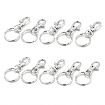 Zapięcie Karabińczyk Obrotowy z Kółkiem na Klucze, Stop, Platynowy, 36x15x5mm, Kółko 25x2.5mm, 10 szt (13WB31103)