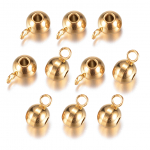 Krawatka do Biżuterii, Stal Nierdzewna, Powłoka Jonowa (IP), Rondel, Złoty, 9x5x6mm, Otwór 2mm, 10szt (13WB31112)