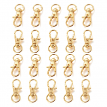 Zapięcie Obrotowe Karabińczyk-Lobster, Stop, Kolor: Złoty, Rozmiar: 30.5x11x6mm, Otwór 5x9mm, 20szt (13WB31113)