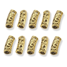 Koraliki Rurki Zakrzywione, Puste, Stop, Styl Tybetański, Antyczne Złoto, 19x6mm, Otwór 4mm, 10szt (13WB31115)