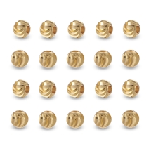 Намистини, Латунь, Стійке Покриття, Круглі, Рифлені, Позолота 18К, 5х4мм, Отвір 2мм, (13WB31121)