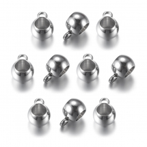 Krawatka do Biżuterii, Stal Nierdzewna, Rondel, 9x6x5mm, otwór 1.5mm, średnica wewnętrzna 4mm, 10szt (13WB31128)