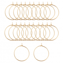 Bigle Koła do Kolczyków ze Stali Chirurgicznej, Pozłacane 18K, 24x20 mm, 20 szt (13WB31136)