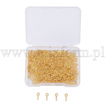 Тримачі Гвинтові Штифти з Петлею, для Намистин з Напівотвором, Залізо, Золото, 10х4х1мм, Отвір 2мм, 300шт/набір, (13WB31155)