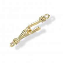 Zapięcie Haczyk, Mosiądz, Trwała Powłoka, Pozłacany 18K, Haczyk 13.5x5.5x3mm, Otwory 1.4mm, 1szt (13WB31170)