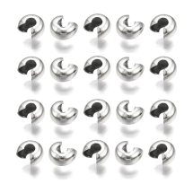 Намистини Кришки Кримпов з Нержавіючої Сталі, Оболонки для Затискних Намистин Стопперів, 5.5х4мм, Отвір 1.6мм, (13WB31174)