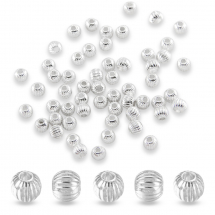 Koraliki Metalowe w Stylu Tybetańskim, Okrągłe, Srebrne, 4mm, 100szt (5WB4891)