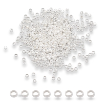 Koraliki Zaciskowe, Stopery, Mosiądz, Rondelle, Srebrny, 2.5mm, 445szt/10g (13WB31186)