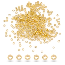 Koraliki Zaciskowe, Stopery, Mosiądz, Rondel, Złoty, 3mm, Otwór 2mm, 10g~195szt (13WB31187)