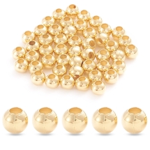 Koraliki Stal Nierdzewna, Okrągłe, Pozłacane 18K, 4x3.5mm, 50szt (13WB31269)
