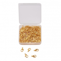 Zapięcie Karabińczyk-Lobster, Stop, Kolor: Złoty, 12x6mm, Otwór 1.2mm, 100szt / pojemnik (13WB31273)