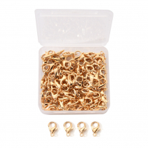 Zapięcie Karabińczyk-Lobster, Kolor: Jasny Złoty, 12x6mm, Otwór 1.2mm, 100szt / pojemnik (13WB31275)