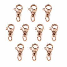 Zapięcie Karabińczyk-Lobster z Kółkiem, Stal Nierdzewna, Powłoka Jonowa (IP), Różowe Złoto, 10x7x3mm, 10szt (13WB31278)