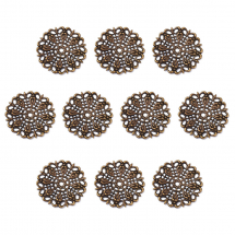 Підвіски Латунь Вінтажні, Плоскі Круглі, Філігранні, Колір: Бронза, 25х1мм, Отвір 2мм, (13WB31282)