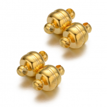 Zapięcie Magnetyczne, Mosiądz, Owalne, Kolor: Złoty, Rozmiar: 11x7mm, Otwor 1.5mm, 4szt (13WB31287)