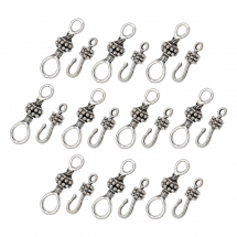 Zapięcie Haczyk, Stop, Haczyk S, Kolor: Antyczne Srebro, Zapięcie 24.5x7.5x5.5mm, Haczyk: 26x13x7mm, 10szt (13WB31301)