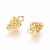 Підвіска Латунь, Шишка, Стійке Покриття Золото 18К, 12.5х8мм, Отвір 1.8мм, (13WB31306)