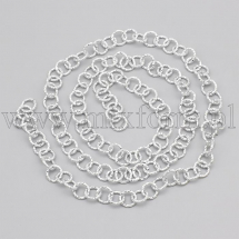 Ланцюг Алюмінієвий Rolo, Непаяний, Текстурний, Кругла Ланка, Колір: Срібло, Ланка: 11.5х2мм, (13WB29416)