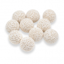 Kulki Naturalna Lawa, Okrągłe, Nieoszlifowane, Barwione, do Aromaterapii, Biały, 13-14mm, Bez Otworu, 10szt (13WB31295)