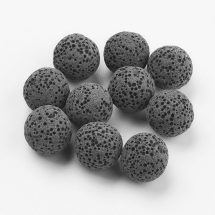 Kulki Naturalna Lawa, Okrągłe, Nieoszlifowane, Barwione, do Aromaterapii, Szary, 13-14mm, Bez otworu, 10szt (13WB31296)