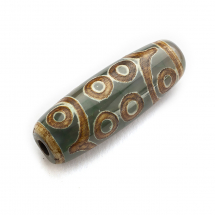 Koraliki Naturalny Agat Dzi, 18 Oczek, Tybetański Styl, Owalne, Termobarwione, 28.5-32x10-12.5mm, 1szt (13WB31308)