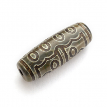 Koraliki Naturalny Agat Dzi, 15 Oczek, Tybetański Styl, Owalne, Termobarwione, 28.5-32x10-12.5mm, 1szt (13WB31309)