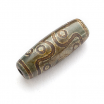 Koraliki Naturalny Agat Dzi, 11 Oczek, Tybetański Styl, Owalne, 28.5-32x10-12.5mm, Otwór 1.5-3mm, 1szt (13WB31313)