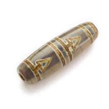 Koraliki Naturalny Agat Dzi, Wzór Górski, Owalny, Termobarwione, 28.5-32x10-12.5mm, Otwór 1.5-3mm, 1szt (13WB31320)