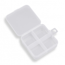 Контейнер для Намистин, Пластик, Безбарвний, Квадрат, Розмір: 7.3х6.9х2.4см, 4 відсіки, 3.2х3см, (13WB31617)