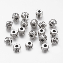 Koraliki Dystansowe, Biżuteria Stop, Beczka, Antyczne Srebro, 6x5mm, 25 szt (3WB3298)