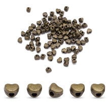 Намистини-Роздільники Металеві, Серце, Колір: Бронза, Розмір: 3.5х4х3мм, Отвір 1.5мм, (5WB4979)