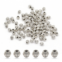 Намистини-Роздільники, Сплав, Біконус, Колір: Античне Срібло, Розмір: 4х4.5мм, Отвір 1мм, (5WB4857)