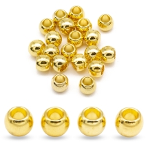 Намистини-Роздільники Металеві, Овальні, Колір: Золото, Розмір: 6x7мм, Отвір 3.5мм, (14WB7988)