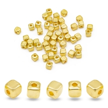 Намистини-Роздільники, Сплав, Кубики, Колір: Золото, Розмір: 4х4х4мм, Отвір 1.5мм, (13WB17075)