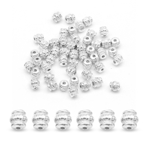 Намистини-Роздільники Металеві, Бочка, Колір: Платина, Розмір: 5х5х5мм, Отвір 1.5мм, (2WB27642)