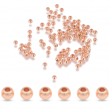 Намистини-Розділювачі Латунні Круглі, Покриття Рожеве Золото, 3мм, Отвір 1мм, близько 65шт/5г, (2WB27667)