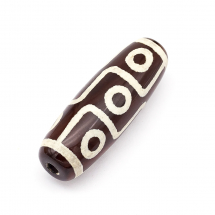 Koraliki Tybetański Styl, Dzi 9 Oczek, Agat Naturalny, Termobarwione, Kolor: Brązowy, 40x14mm, 1szt (13WB26565)