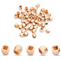Намистини-Роздільники, Латунь, Колонка, Грановані, Колір: Рожеве Золото, Розмір: 3х3мм, Отвір 1.5мм, (13WB26599)