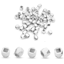 Намистини-Роздільники, Латунь, Колонка, Грановані, Колір: Срібло, Розмір: 3х3мм, Отвір 1.5мм, (13WB26600)