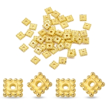 Намистини-Розділювачі, Біжутерний Сплав, Тибетський Стиль, Квадратні, Колір: Золото, Розмір: 7х7х2мм, Отвір 2мм, (13WB26602)