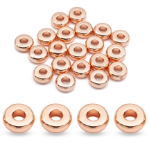 Намистини-Розділювачі Латунні Плоскі Круглі, Рожеве Золото, 4х1.5мм, Отвір 1мм, (13WB26613)