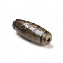 Koraliki Tybetański Styl Naturalny Agat Dzi, Owalne, Termobarwiony, 28.5-32x10-12.5mm, Otwór 1.5-3mm, 1szt (13WB31250)