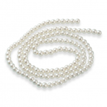 Перли Намистини Скляні Круглі Глянцеві, Слонова Кістка, 6-7мм, Отвір 1мм, близько 130шт/70см/нитка, (13WB31378)