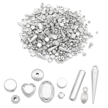 Koraliki Akrylowe Powlekane, Mieszane Kształty, Srebrne, 8-17x4-11x4-11mm, Otwór 1-3mm, około 145szt/50g (13WB31396)