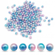 Kulki Koraliki Akrylowe Perłowe, Syrenka Tęczowe Gradient, Ciemnoniebieskie, 6mm, bez Otworu, 180szt/20g (13WB31412)