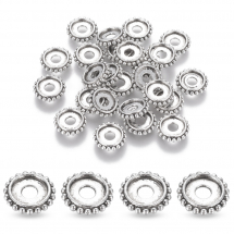 Намистини-Розділювачі Біжутерний Сплав Рондель, Античне Срібло, 10х2мм, Отвір 3мм, (13WB31427)